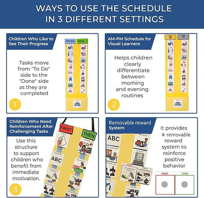 Visual Schedule for Kids – 133 Durable Plastic Picture Cards with Soft Loop Coins | Daily Routine & Chore Reward Chart for Home, School, Autism, ADHD & Special Needs Behavior Support
