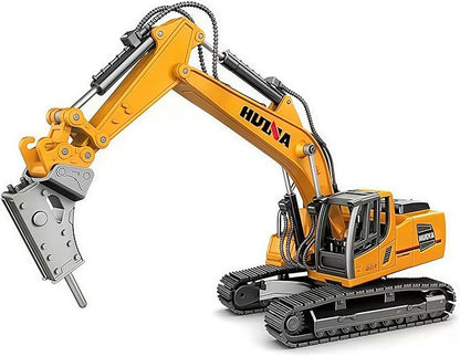 Gemini & Genius Drill Excavator Heavy Duty Construction Site Vehicle Toys 1：60 Scale Diecast Digger and Driller Engineering Dump Truck Collectible Alloy Model Toys for Kids and Decoration for House