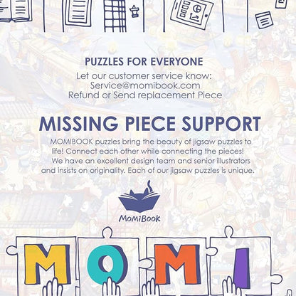 MOMIBOOK Puzzles for Adults 1000 Pieces Jigsaw Puzzles of Civet Cat River View, Painting Image Chinese Cat Puzzle Challenging Hard Impossible Puzzle Unique Funny Party Christmas Birthday Gifts