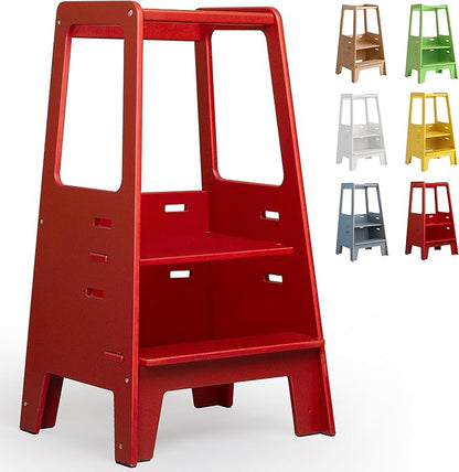 AVDAR Toddler Standing Tower Wooden Toddler Stool for Kitchen Adjustable, Winner 2023 of Contemporary Good Design, Montessori Kitchen Tools