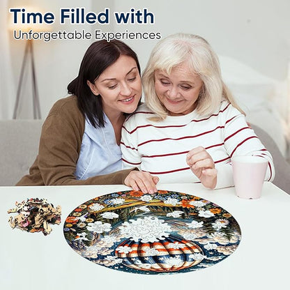 Wooden Puzzles, Hot Air Balloon Jigsaw Puzzles 200 Piece, Medium, Unique Shape Animal Adult Puzzles, Irregular Best Gift for Adults and Kids Family Game (11.2x14.4 in)