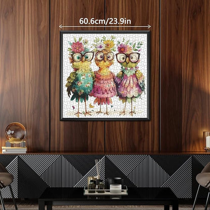 Funny Chicken Puzzles for Adults 1000 Pieces, Cute Bird Flower Jigsaw Puzzles, Beautiful Animal Art Puzzles