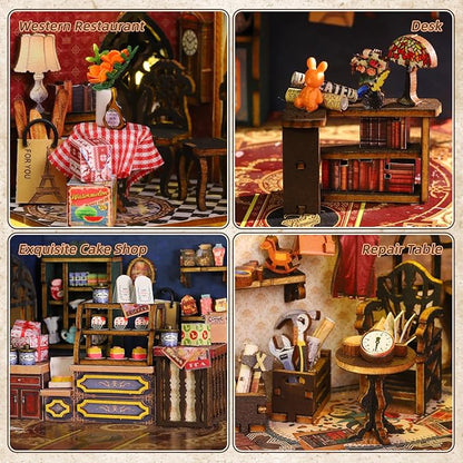 DIY Miniature Dollhouse Kit, Wooden Dollhouse Kit Miniature House Kit with LED Light,Creative Room Idea for Kids/Adults Magic House DIY Kits
