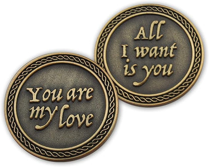 Bulk Set of 3 Romantic Love Expression Coins, You are My Love, All I Want is You, Anniversary Pocket Tokens for Date Night, Love Gift for Men & Women, from Him or Her