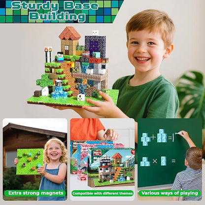 200PCS Magnetic Blocks - Magnet Blocks with 6 Baseplate,Magnetic Building Blocks for Kid Ages 3 4 5 6 7 8, Stacking Magnets for 3-8 Kids, Birthday Gifts for 3-10 Year Old Boys Girls, STEM Learning Toy