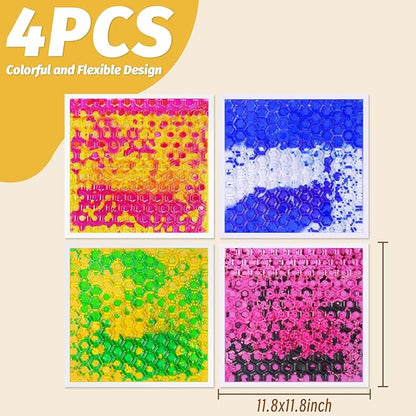 Liquid Lava Tiles for Kids： 11.8x11.8 in Educational Play Mat with Non-Slip Base Develop Motor Skills & Creativity for Children 3-12 Years (4 Pack D)