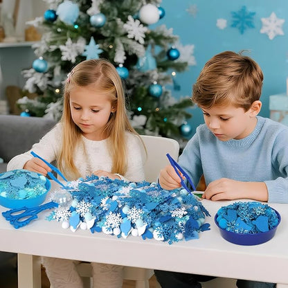 259 Pcs Winter Sensory Bin Items Winter Snowflake Counting Sorting Sensory Bin Filler Fine Motor Felt Acrylic Snowflake Gloves and Hats Counts for Xmas Counting Decor