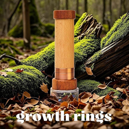 Growth Rings Wooden Kaleidoscope Full Screen Effect,6.5" Handmade Brass Rotatable Oil-Filled Core Box Nature Kaleidoscope Kit,Vintage Gift Box,Anniversary Birthday Gift for Man Woman
