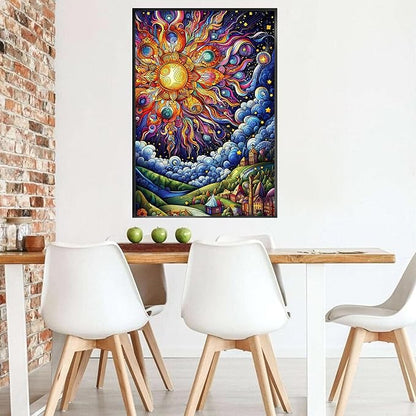 1000-piece The Dreamy Colors of The Sun and The Town Adult Wooden Puzzle, Intellectual Challenge, Stress-Relieving Puzzle, Relaxing Family Activity, Decoration, Size: 29.5 x 19.7 in