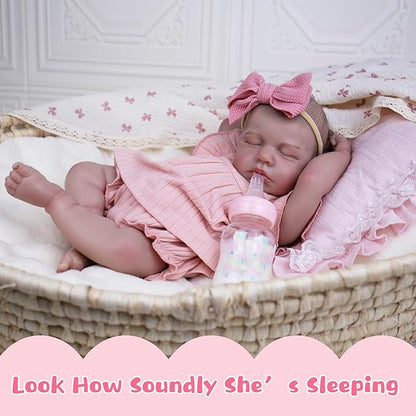Realistic Baby Doll, 20-Inch Reborn Baby Dolls Soft Cloth Body Newborn Dolls That Look Real, Lovely & Pretty Lifelike Doll with Pink Dress and Toy Accessories for Kids Age 3+