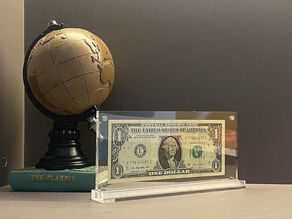 IEEK Acrylic Dollar Bill Frame Currency Holder Clear Paper Money Holders for Collectors Currency Ticket Protector Dollar Bill Display Stand,7.3 x 3.5 Inch,2 Pack