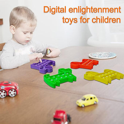 Ten Frame Math Manipulatives - Pop Fidget Toy with Puppy Dog Appearance for Kindergarten Classroom, an Educational Sensory Toy for Kids and Teachers, 4 Pack Set Included
