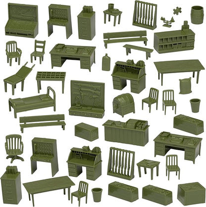 BMC Classic Marx Military Base Camp - 44pc Plastic Army Men Playset Accessories
