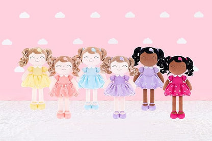 Gloveleya Personalized Curly Doll with Your Name - Cute Custom Tanned Purple Soft Plush Doll for Girls Plush Doll Customized Gifts