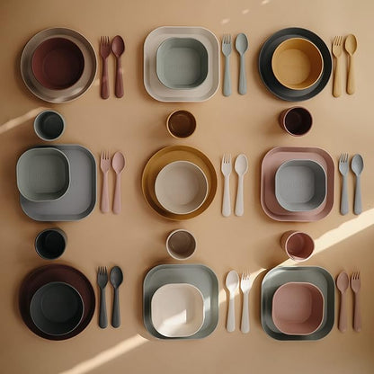 mushie Square Dinnerware Bowls for Kids | Made in Denmark, Set of 2 (Cloud)