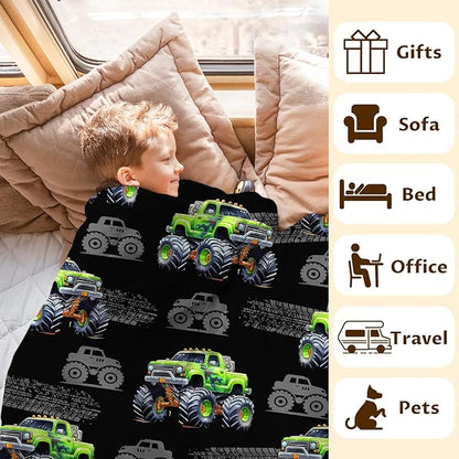 Boys Blanket Gift Truck Throw Blankets for Kids Adults, 50x60 Inches Lightweight Throw for Sofa Couch Bed Car
