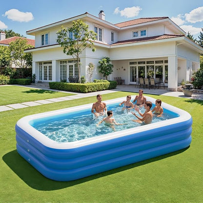 Inflatable Pool for Kids and Adults, 115" x 68" x 22" Blow Up Pools, Rectangular Family Swimming Pool