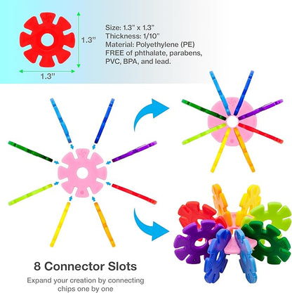 PicassoTiles Building Chips Interlocking Disc Construction Blocks in Red Color STEM Learning Early Education Toy Engineering Playset Child Brain Development for Toddlers Girls Boys Kids Age 3+ PTF108