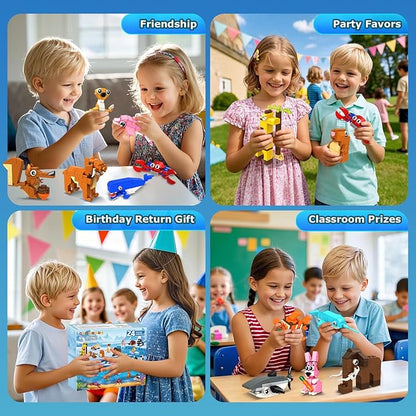 HOGOKIDS 24 Pack Large Building Set Party Favors for Kids – 1000 PCS Mini Blocks Toy to Build Realistic Animals, Goodie Bag Stuffers Classroom Prizes Easter Birthday Gifts for Boys Girls Ages 6-12
