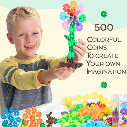 Smart Coins 500 Pieces Interlocking Discs Set, Kids STEM Toys, Kindergarten Classroom Must Haves