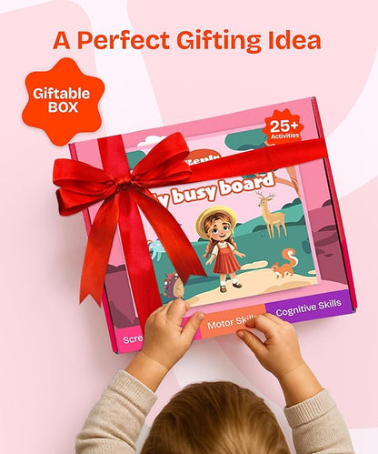 Toddler Busy Board Montessori Toys for Toddlers 1-3 Year Old Educational Activity Book Board Sensory Travel Toys Ages 2-4 Preschool Learning Fine Motor Skills Toy Quiet Book Gift for Kids