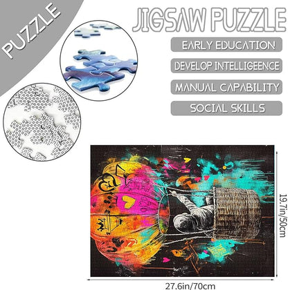 Tucocoo 1000 Pieces Jigsaw Puzzles for Adults Banksy Colorful Graffiti Puzzle Hot Air Balloon Street Art Puzzles for Challenging Family Activity Educational Game DIY Crafts Puzzle Wall Decor Gifts