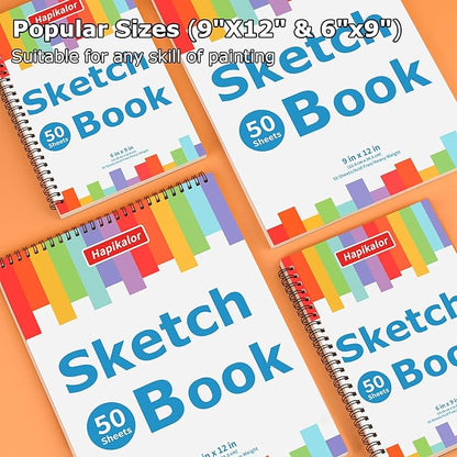 Hapikalor Drawing Pad for Kids, Sketch Pads 50 Sheets, 3-Pack Kids Travel Activities Spiral Bound Drawing Books Bulk 6" x 9 ", Drawing Paper for Kids 9-12