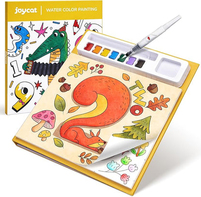 JoyCat Paint with Water Coloring Books for Toddlers, Watercolor Painting Sets for Kids Ages 3-5 4-8, Arts and Crafts Drawing Activities Toy Birthday Gift for Boys Girls (Numbers)