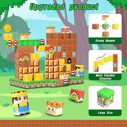 150PCS Magnetic Blocks STEM Toys for Kids, Magnetic Building Tiles Educational Construction Set with Storage Bag, Strong Magnets, Compatible with Major Brands, Gift for Ages 3 4 5 6 7 8+ Year Old