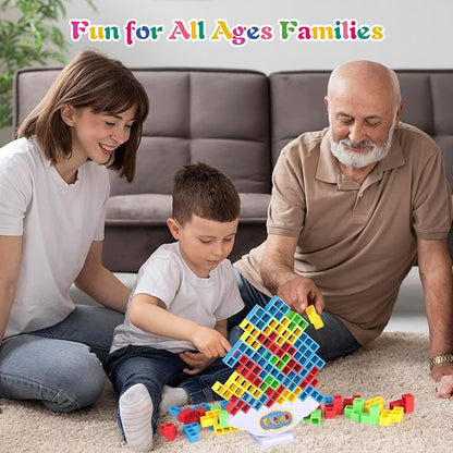 48 Pcs Tetra Tower Game,Family Board for 2 Players Family Games, Building Blocks Stacking Balance Games Toys for Kids, Adults, Friends, Classroom, Family and Travel Party