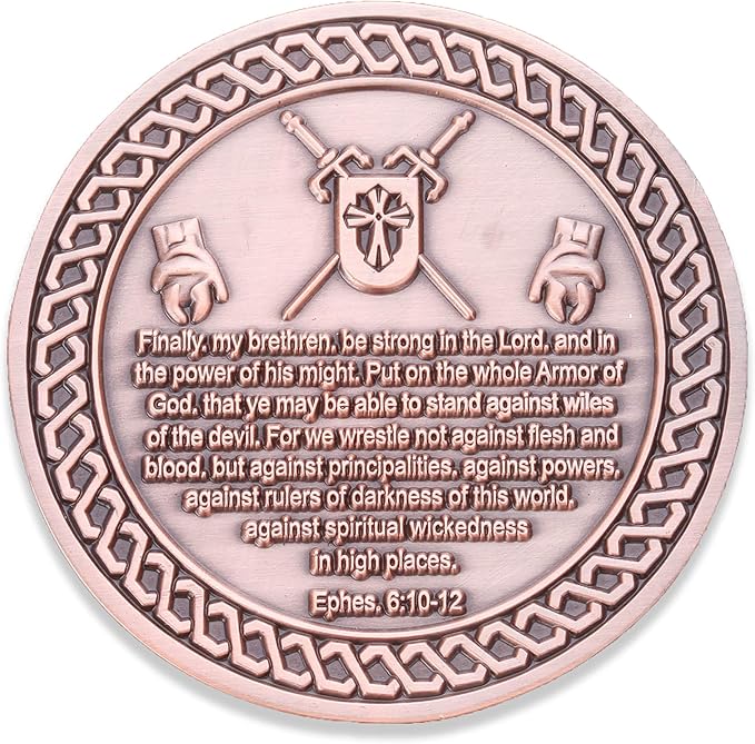 Armor of God Challenge Coin - Antique Copper - Collector's Medallion - Military Coins Designed by US Military Veterans