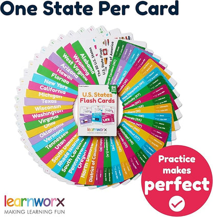 U.S. States Flash Cards for Kids | 50 State Geography Cards with Capitals, Flags, State Birds & More | Educational Flashcards for Learning U.S. History & Facts | Ages 4, 5, 6,7, 8, 9, 10
