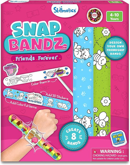 Skillmatics Craft Activity - Snap Bandz, Friendship Bands, DIY Jewelry Art & Craft Activity, Mess-Free, Creative Kit, 8 Bands (8.6"), Gifts for Girls & Boys Ages 4, 5, 6, 7, 8, 9, 10