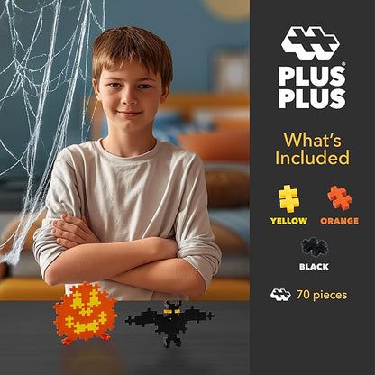 PLUS PLUS 3D Puzzle Building Block Set, 70 Mini Interlocking Pieces, Fun Holiday Activities for Kids - Halloween Mini Maker Tube