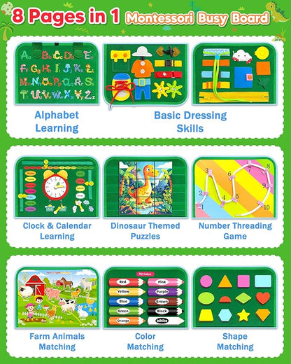 Gojmzo Busy Board Montessori Toys for Toddler Year Old Boy Girl Birthday Gifts, Busy Book Sensory Toys for Toddlers, Learning Educational Toddler Travel Activities