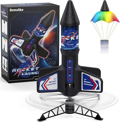Rocket Launcher for Kids Automatic Launch 200 Feet Air Rocket Toy for Boy 10 Years Old Air Rocket with Safety Parachute and LED Outdoor Rocket Kits Toys Gifts for Kids Age 5 6 7 8 9 10 11 12