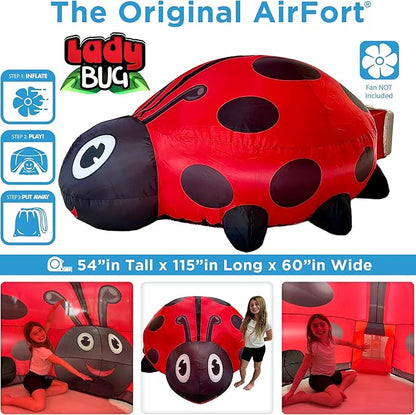 The Original Patented AirFort - Build A Fort in 30 Seconds, Inflatable Fort for Kids, Play Tent for 3-14 Years, A Playhouse Where Imagination Runs Wild, Fan not Included (Ladybug)