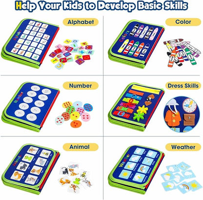 Winblo Toddler Busy Board - Montessori Toys for Toddler Boy Birthday Gift, Educational Learning Sensory Busy Book for Toddler Boys, Toddlers Activities Travel Toys for Airplane Car