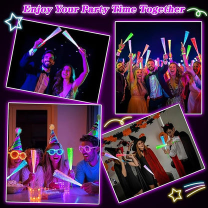 32 Pcs Colorful Glow Fiber Wands,Toys Glow Sticks Bulk Party Pack for Adults,Glow in the Dark Party Supplies for Back to School Halloween , Wedding, Birthday,Classroom,Concert,Pool Party Favors