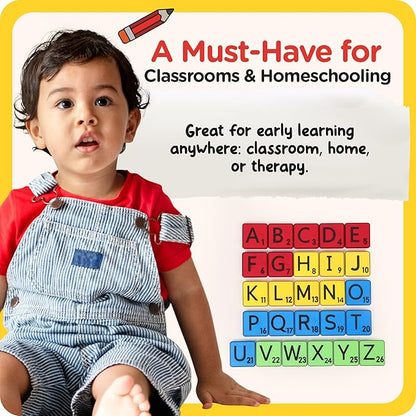 Learn Your Alphabet! Self-Correcting Magnetic Alphabets, Uppercase Letters – Help Kids Learn The Basics and More – Educational Toy Set of Magnetic Letters for Early Learning