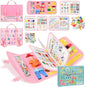 Busy Board Montessori Toys for Toddler,Busy Book - Sensory Preschool Learning Activities Educational Toys with Fine Motor Skills,Gift for Boys Girls,Travel Essentials for Plane Car (Pink)