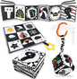 KUANGO 3 PCS Black and White High Contrast Baby Toys Newborn Toys 0-6 Months, Visual Stimulation Sensory Soft Book, Infant Tummy Time Toys 0-3-6 Months Baby Gifts
