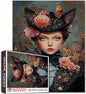 Flowers Girl 1000 Piece Jigsaw Puzzle Vintage Woman Educational Toys for Adults Gifts Beauty Women and Cat 1000 Piece Jigsaw Puzzle for Adults Challenging Puzzle Perfect for Game Nights