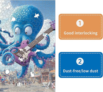 Anime Octopus Jigsaw Puzzles for Adults 1000 Pieces, Difficult Unique Shaped Puzzle for Game Night, Family, Friends, Puzzle Size 26.6x19.2