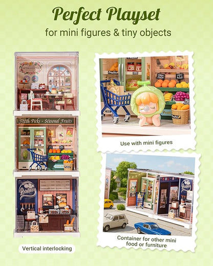Rolife Super Creator Mini | DIY Miniature Plastic House Building Set Playset with Dustcover, Suitable for Mini Figures Construction Toys Diorama Gifts for Adults (Nature Energy Fruits)