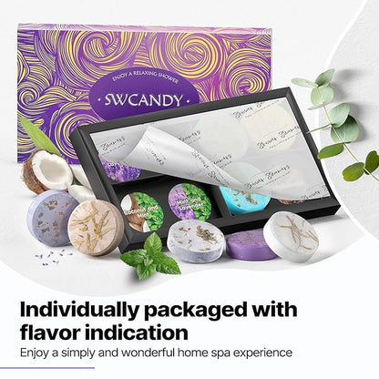 Shower Steamers Aromatherapy Birthday Gifts for Women - SWCANDY 8 Pcs Stocking Stuffers White Elephant Gifts for Adults Mom Men Teen Self Care with Natural Essential Oils Relaxation Home SPA Christmas