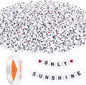 Letter Beads, DECYOOL 1900Pcs 4×7mm Wihte Black Acrylic Alphabet Beads with 1 Roll Elastic String for Bracelet Necklace