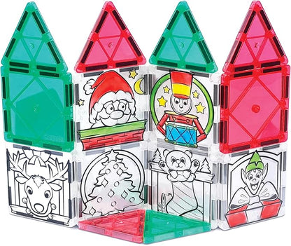 CreateOn Crayola PaintOn Holiday Magnetic Tiles, Magnetic Kids’ Building Toys, STEM Learning Travel Toys for Boys and Girls, 18-Piece Set
