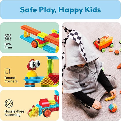 PicassoTiles Toys 112 Piece Hedgehog Blocks STEM Building Tiles Set Construction Learning Toy Stacking Interlock Block, Creativity Beyond Imagination, Inspirational, Recreational, Educational PTB112