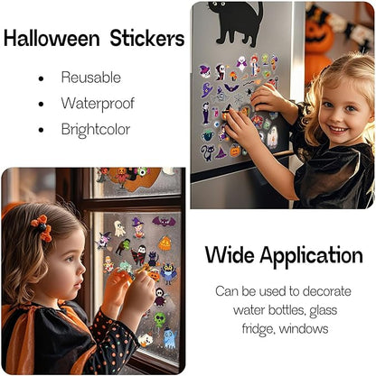 2 Set Halloween Reusable Sticker Books for Toddlers 3+, Halloween Stickers for Kids, Sticker Book for Toddlers 3+ Years, Halloweens Gifts for Kids Girls Boys